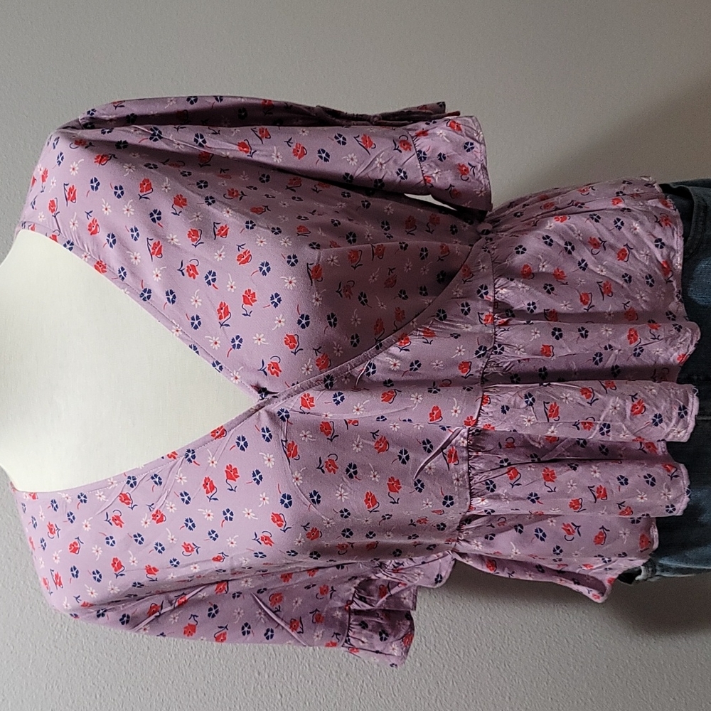 Madewell Purple Cottagecore Romantic Short Sleeve Floral Top